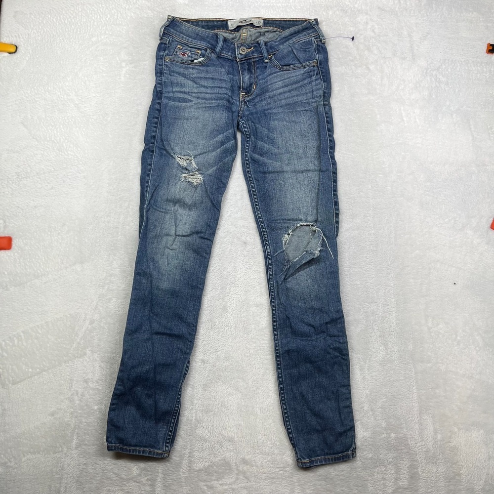Hollister Skinny Jeans‎ Women's 1S Blue Denim Distressed Classic Zip Fly - 26X28